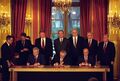 Slobodan Milosevic, Alija Izetbegovic, and Franjo Tudjman sign the Balkan Peace Agreement - Flickr - The Central Intelligence Agency.jpg