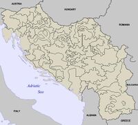 Map of Yugoslavia showing ethnic boundaries