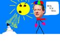 Al gore hates the sun with hat and face and melty snowman and mittens and scarf.JPG