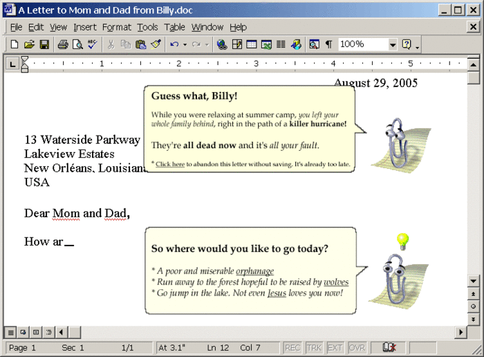 Microsoft Word Paperclip Uncyclopedia, the contentfree encyclopedia