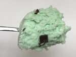 A spoonful of mint chocolate chip ice cream