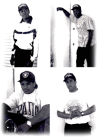 White performers Eazy-E, Dre, Cube, and DJ Yella